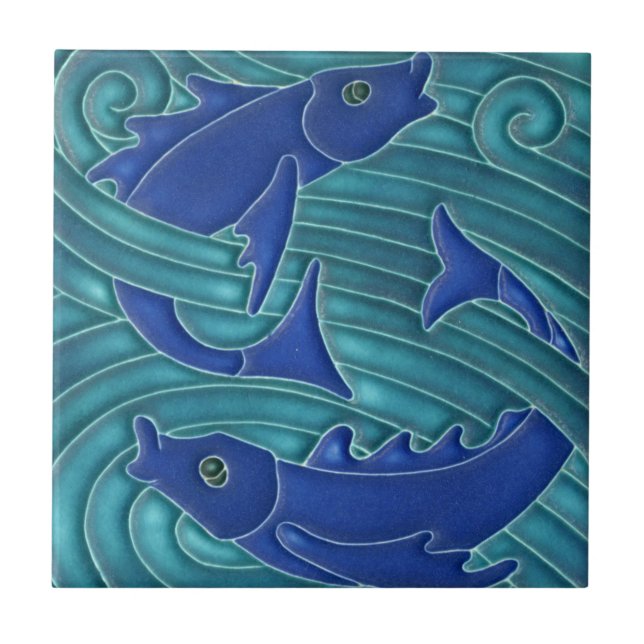 Bathroom Tile - Art nouveau Antique Tile Pisces Kakelplatta (Framsidan)
