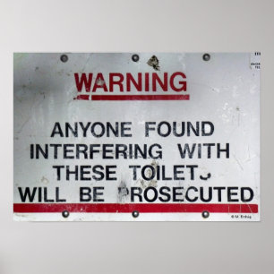 Bathroom Toilet Regler och varning Poster