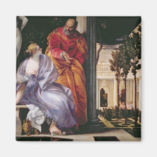 Bathsheba badning, c.1575 (olja på kanfas) magnet