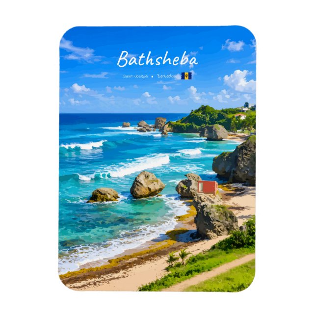 Bathsheba, Barbados - Tropisk strand rundad kust Magnet (Vertikal)