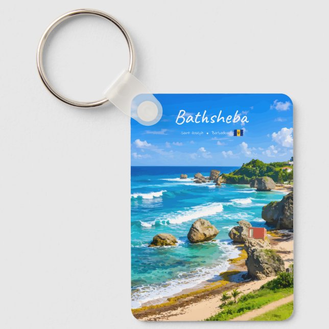 Bathsheba, Barbados - Tropisk Strandkust Klassiker Nyckelring (Framsida)