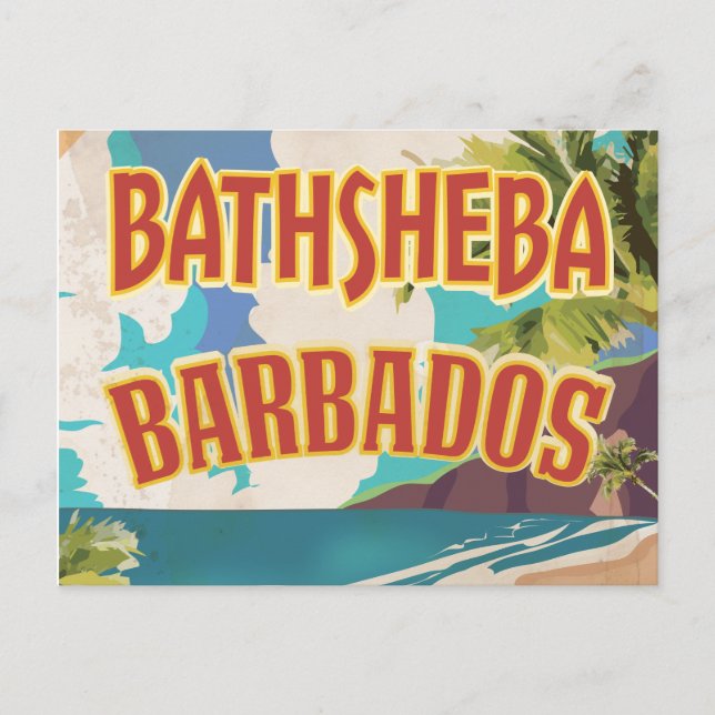 Bathsheba Barbados vintage semestreskylt Vykort (Framsida)