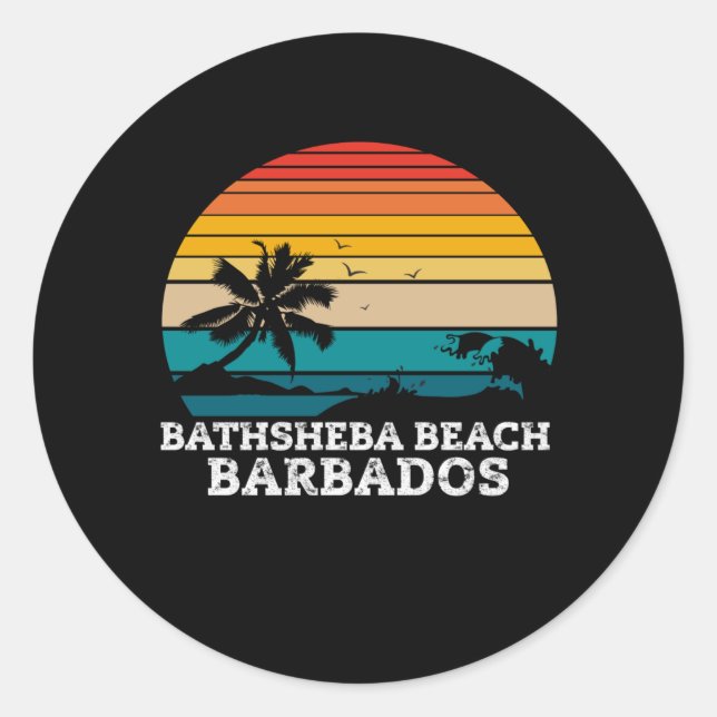BATHSHEBA BEACH BARBADOS RUNT KLISTERMÄRKE (Framsida)