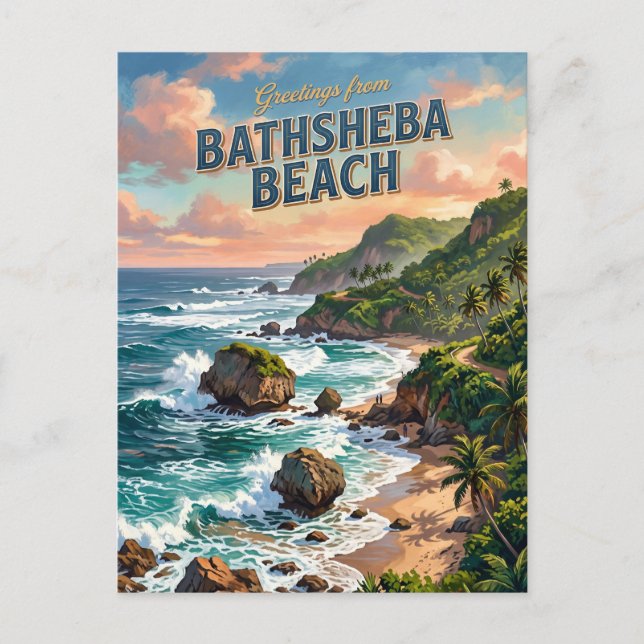 Bathsheba Beach Barbados Vykort (Framsida)