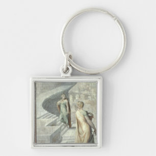 Bathsheba som besöker David, c.1553 Fyrkantig Silverfärgad Nyckelring