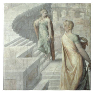 Bathsheba som besöker David, c.1553 Kakelplatta