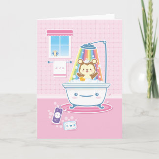 Bathtime Bear Greeting Card Kort