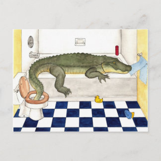 Bathtub Alligator Vykort