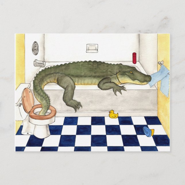 Bathtub Alligator Vykort (Framsida)