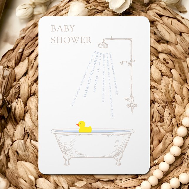 Bathtub Anka Baby Shower Gender Neutral Neutral Inbjudningar (Skapare uppladdad)
