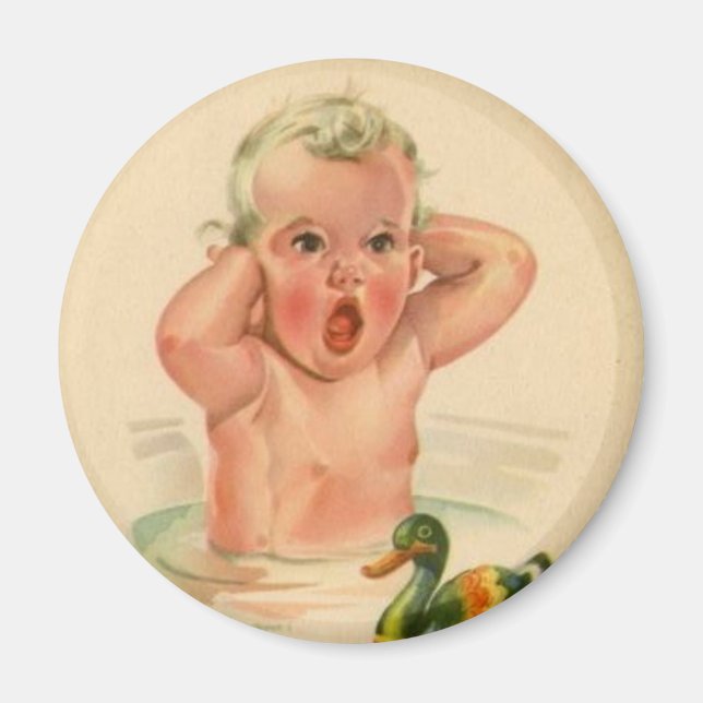Bathtub Baby och Anka Vintage Retro Magnet (Framsidan)