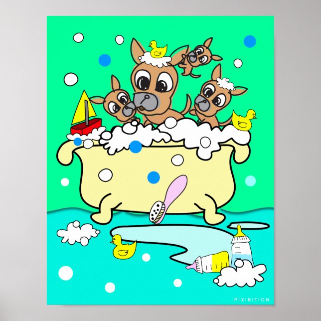 Bathtub Chihuahua Puppy Poster 13 (Framsidan)