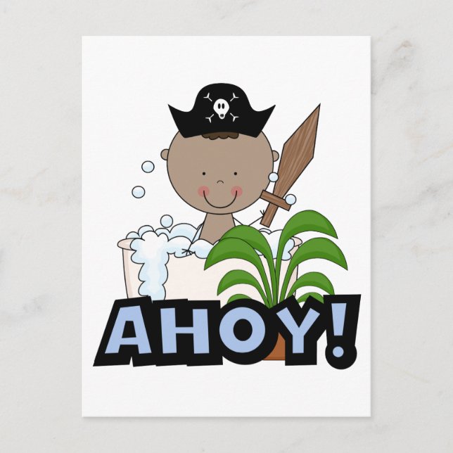 Bathtub Pirater - African American Boy Vykort (Framsida)