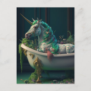 Bathtub Unicorn Vykort
