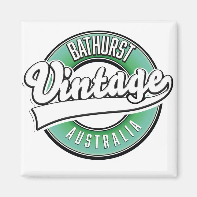 Bathurst australien vintage stil logotyp magnet (Framsidan)