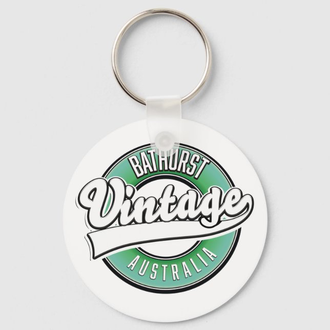 Bathurst australien vintage stil logotyp nyckelring (Framsida)
