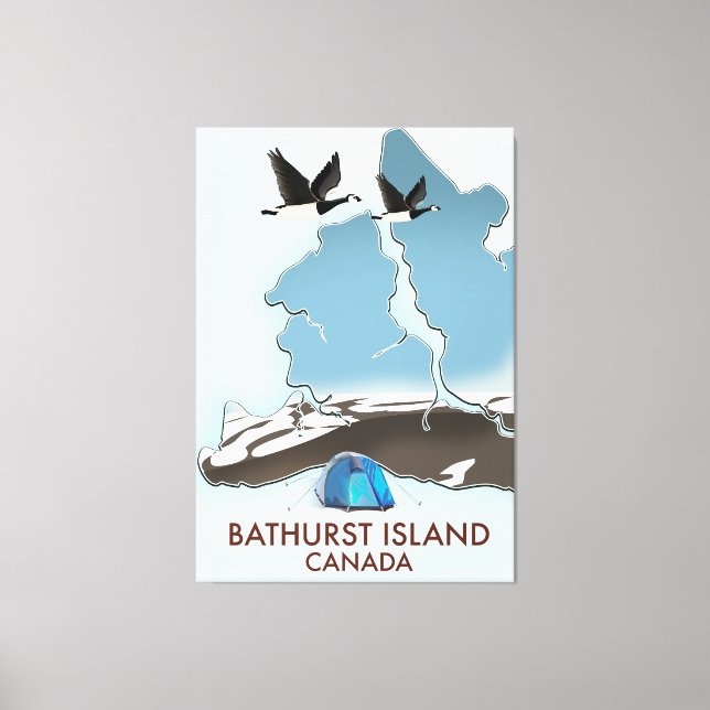 Bathurst Island Canada Travel karta Canvastryck (Framsida)