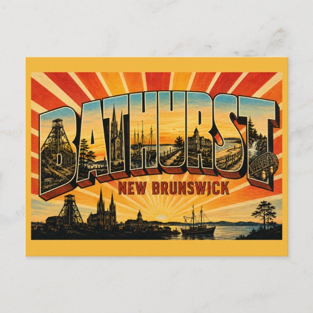 Bathurst New Brunswick kustgruvstad Vykort (Framsida)
