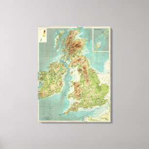 Bathyorographical karta för brittiska Isles Canvastryck