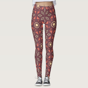 Batik Beige Brown Minimum Mönster Leggings