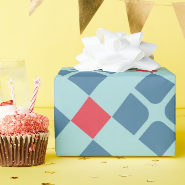 Batik Black Red Minimal Mönster Presentpapper (Födelsedagsfest)