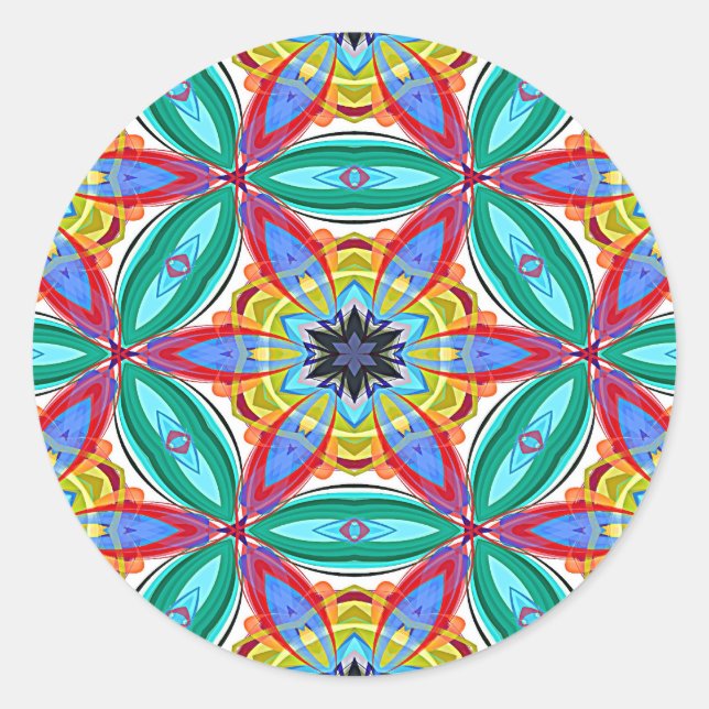 Batik blomstermandala runt klistermärke (Framsida)