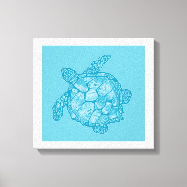 Batik Blue Sea Turtle Painting på Canvas (Framsida)