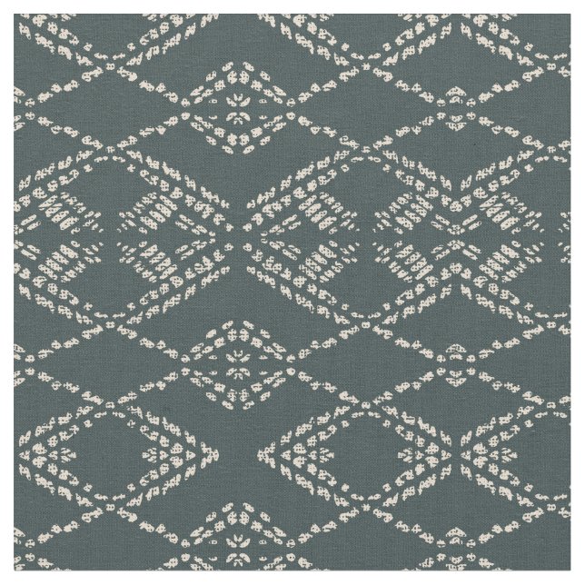Batik boho svart ikat monokrom geometrisk  tyg (Närbild)