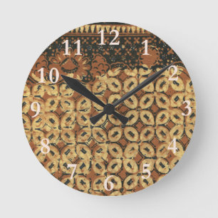 Batik Earthy Kaffeeböna Elegant Rustik Robust Rund Klocka