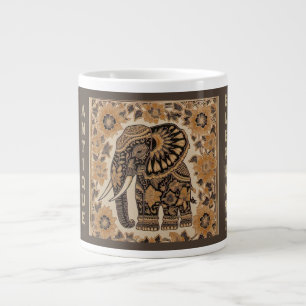 Batik Elefant Vintage Stil Design, Elefant Retro Jumbo Mugg