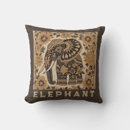 Batik Elephant Vintage Style Design, Retro  Kudde