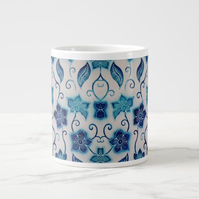 Batik Garden med blå specialitet Mugg Jumbo Mugg (Framsidan)