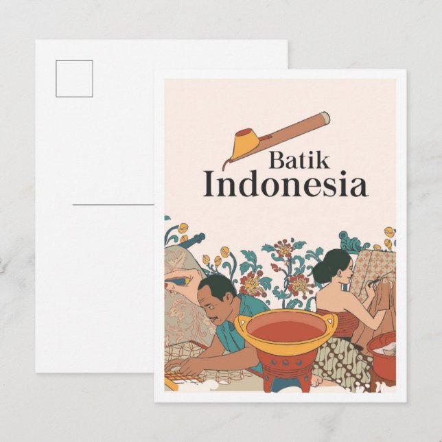 Batik Java Indonesien Resa Vykort (Fram/baksida)