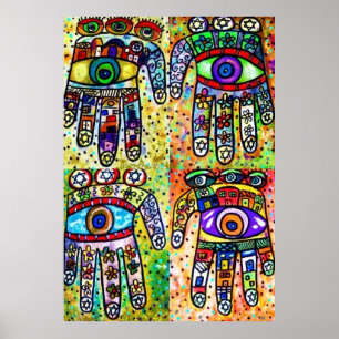 Batik Judaica Hamsas Poster