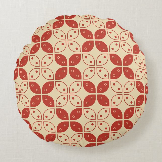 Batik Kawung, indonesisk Mönster, javanesiska, etn Rund Kudde (Framsidan)