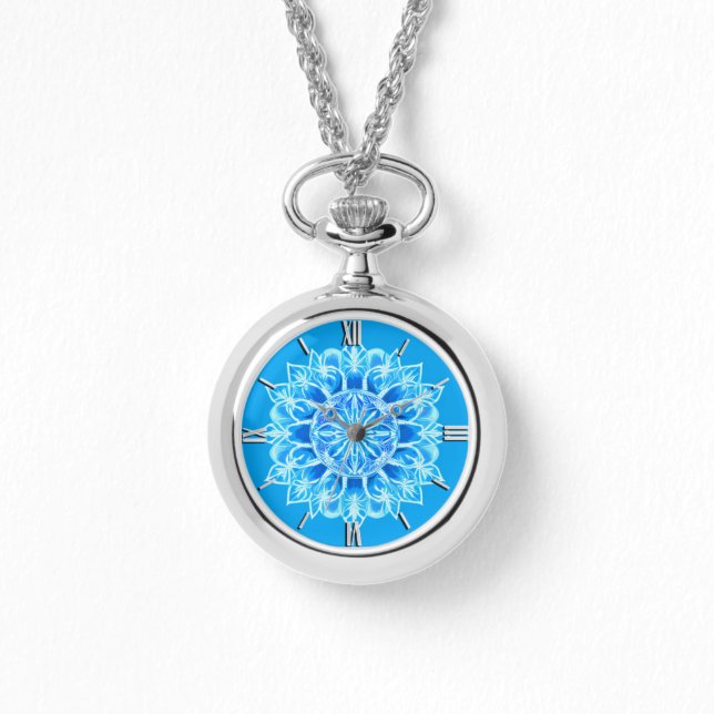 Batik Mandala Flower i Turquise Armbandsur (Framsida)