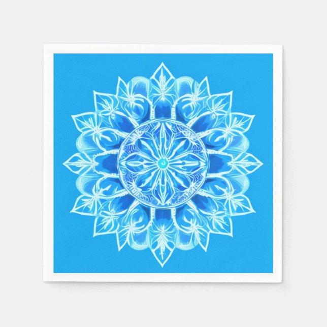 Batik Mandala Flower i Turquise Pappersservett (Framsidan)