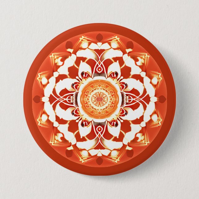Batik Mandala-mönster i rostrött  Knapp (Framsida)
