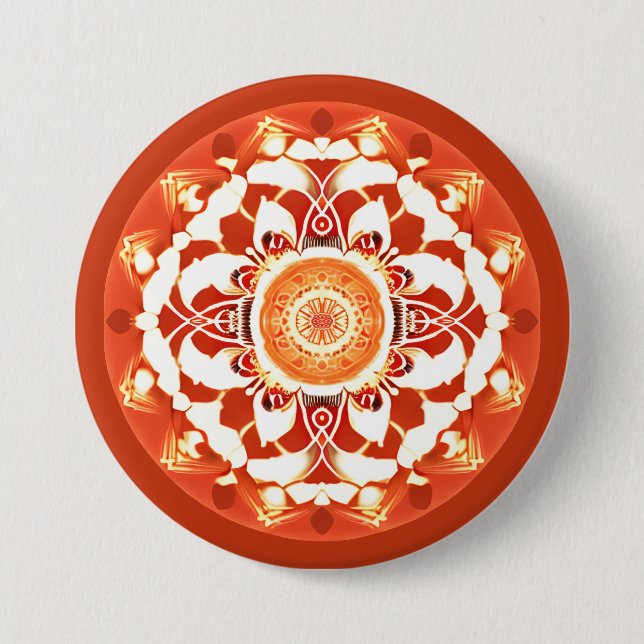 Batik Mandala Mönster i Rust Red Knapp (Framsida)