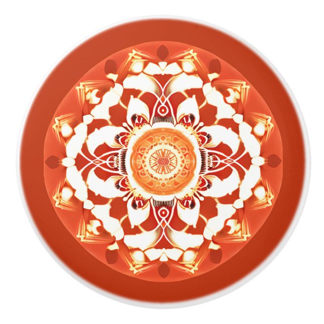 Batik Mandala Mönster i Rust Red Knopp (Framsidan)