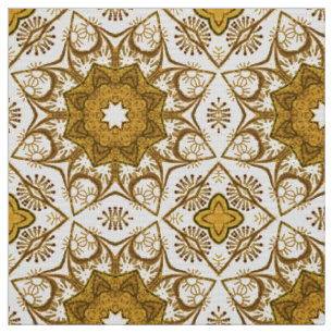 Batik Mandala Mönster Mustard Guld och Cream Tyg
