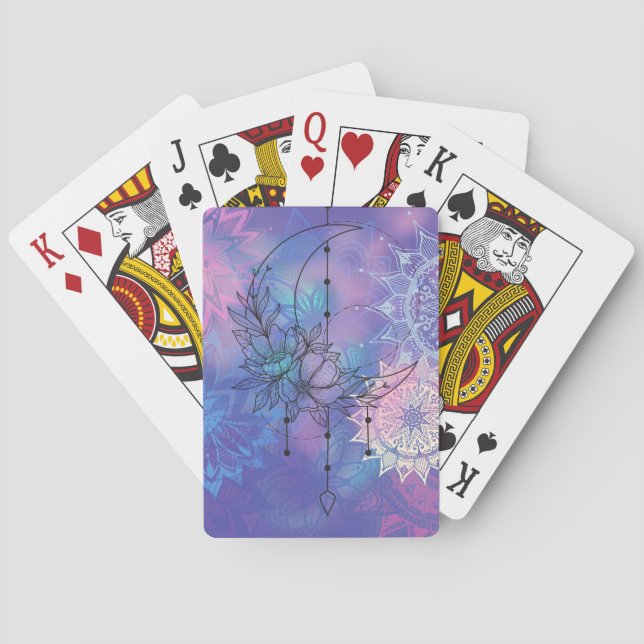 Batik mandala och måne casinokort (Baksidan)
