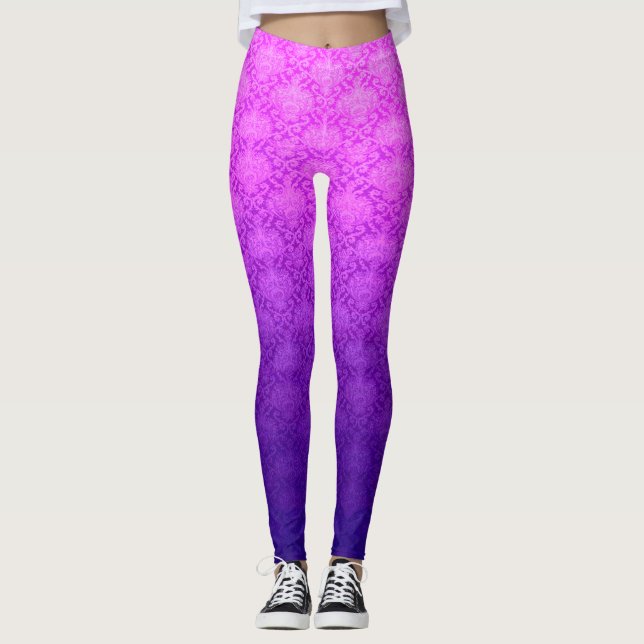 Batik-mönstrade leggings med rosa och blå nyanser (Framsida)