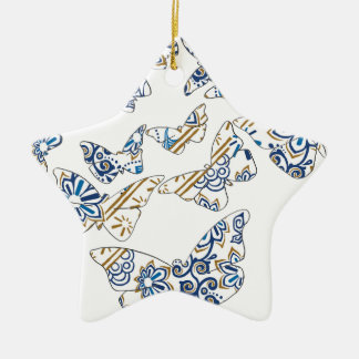 batik och fjäril no.4 julgransprydnad keramik