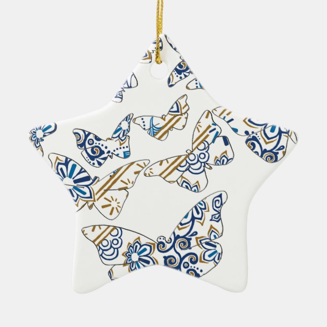 batik och fjäril no.4 julgransprydnad keramik (Framsidan)