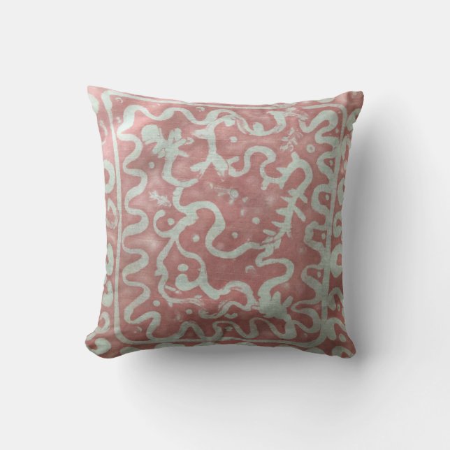 Batik Painting Boho Fiber Art Pillow Kudde (Framsida)