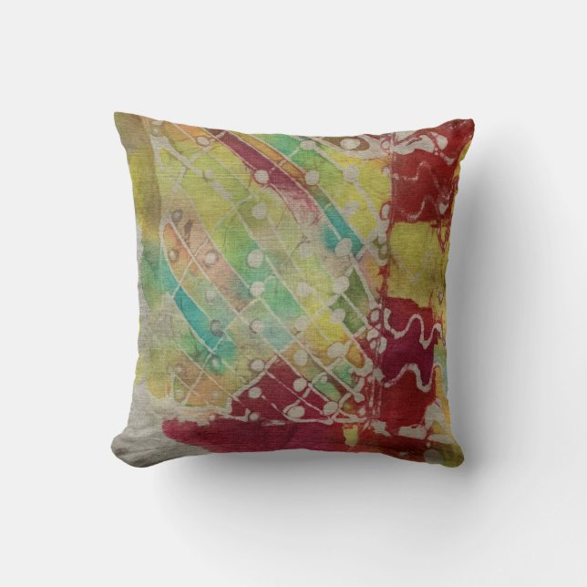 Batik Painting Boho Fiber Art Pillow Kudde (Framsida)