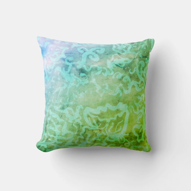 Batik Painting Boho Fiber Art Pillow Kudde (Framsida)