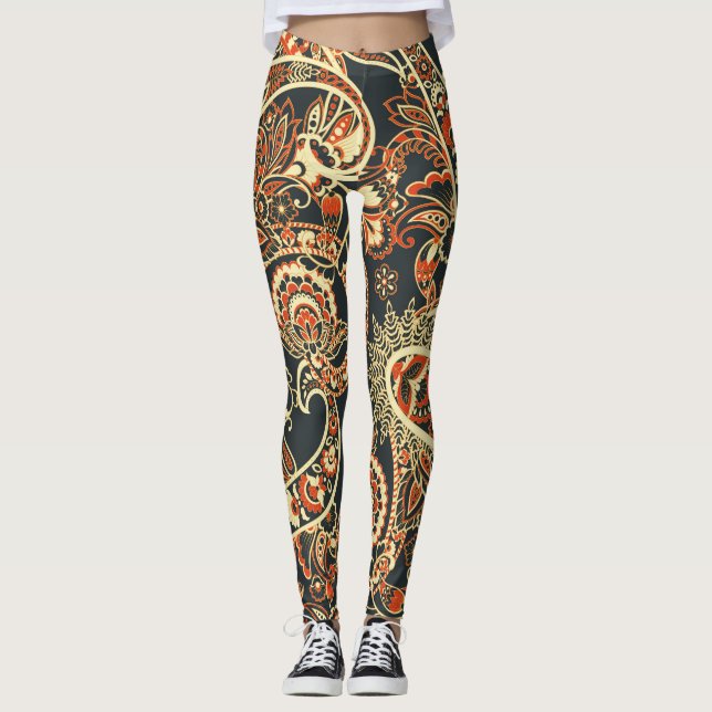 Batik Paisley: Vintage Seamless Mönster. Leggings (Framsida)