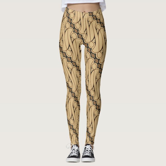 Batik Parang, indonesisk Mönster, javanesiska, etn Leggings (Framsida)